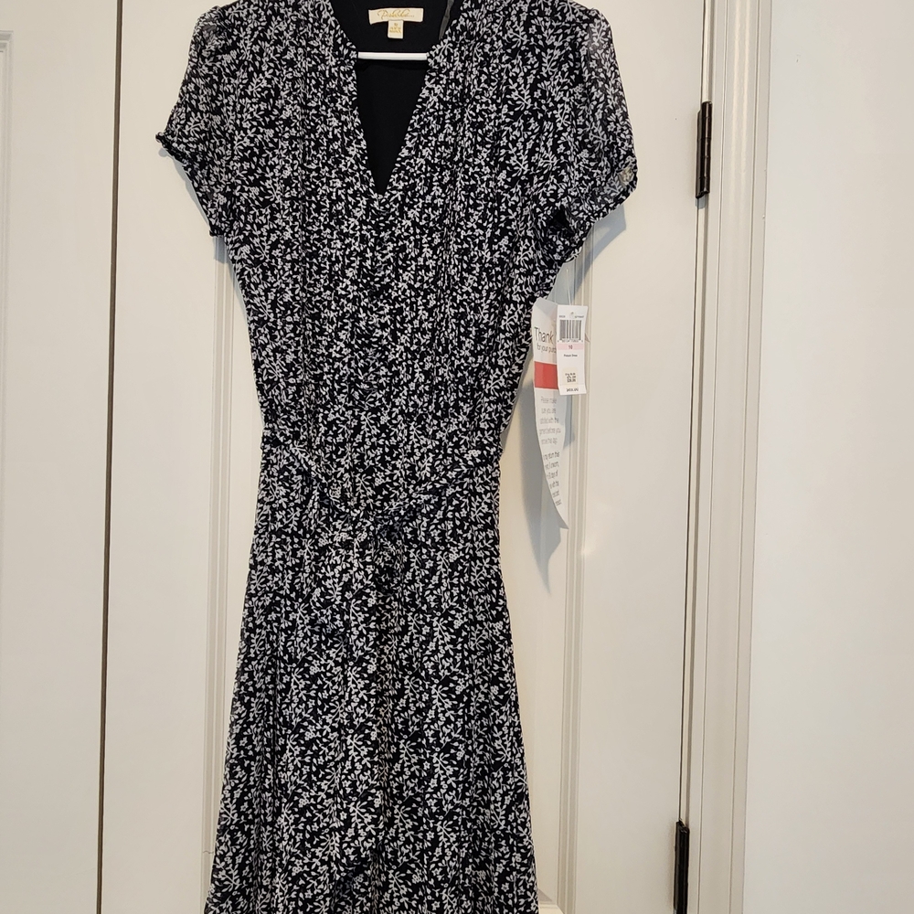 Floral Black and White Dress